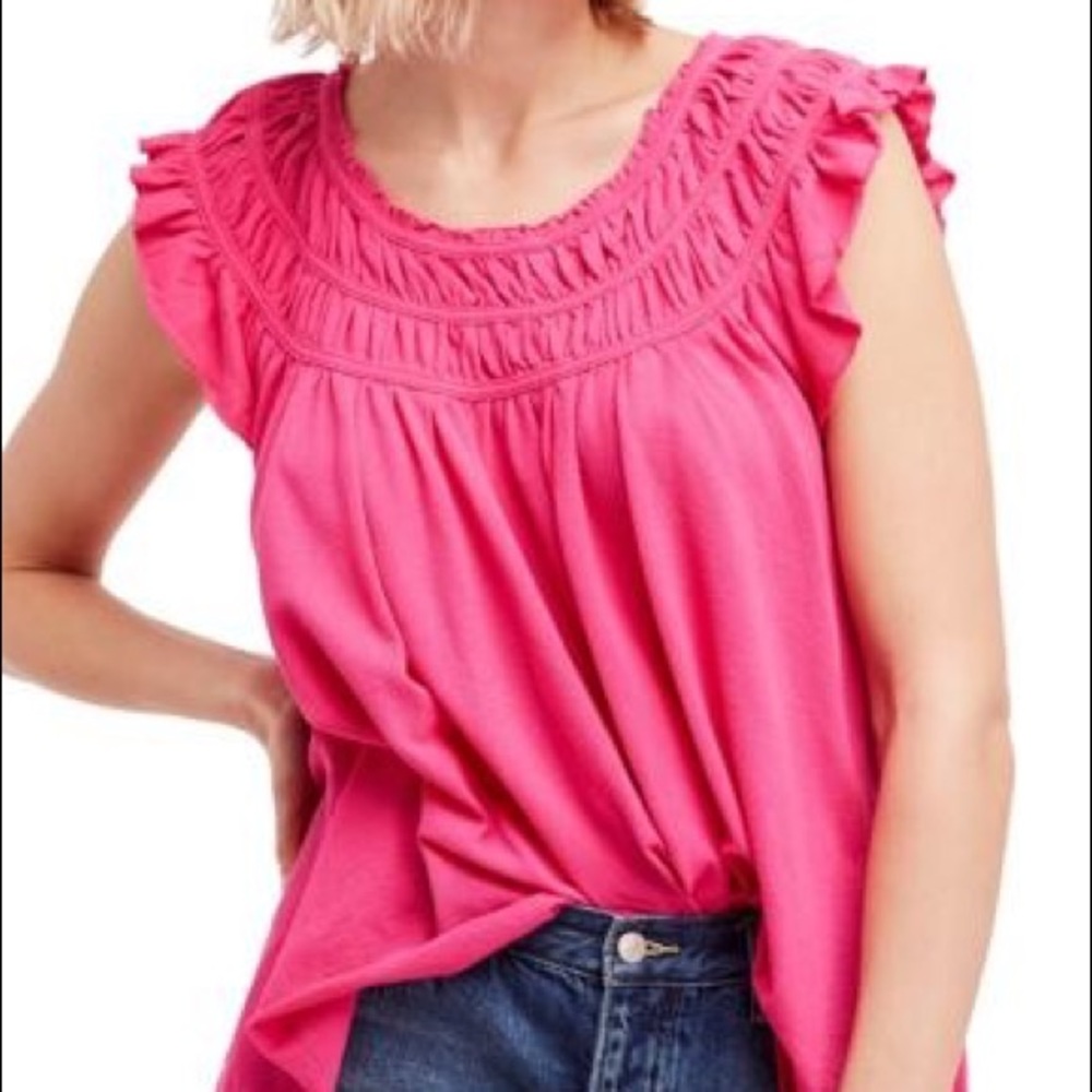 NWT Free People Coconut Gathered Top
